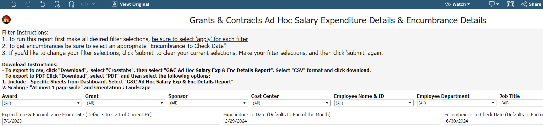 Grants & Contracts Ad Hoc Salary Expenditure Details & Encumbrances Details